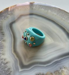 Y2K Ring Y2k Rings, Gorgeous Rings, Enamel Ring, Turquoise Rings, Artistic Jewelry, White Ring, Different Styles, Shoes Jewelry, Home Ideas