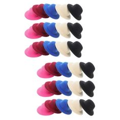 heart shaped ear plugs in assorted colors on a white background, set of 10 pairs