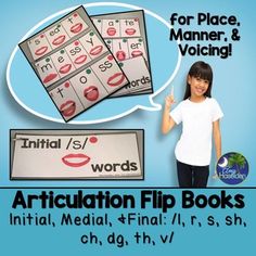 Articulation Flip Books Place Manner Voicing Data Sheets Later Sounds Mouth Pictures, High School Speech Therapy, Flip Books, Cue Cards