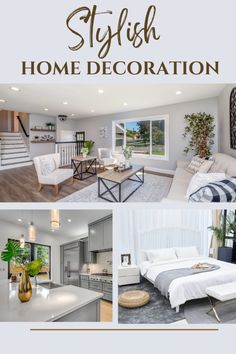 a collage of photos with the words stylish home decoration