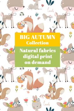 the big autumn collection is featured on this page, with an image of animals and flowers