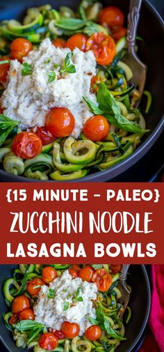 two bowls filled with zucchini noodles and tomatoes