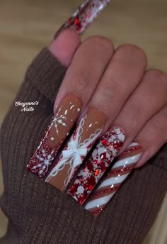 Long Christmas Nails, Acuity Booking Site, Christmas Nail Inspo, Daisy Acrylic Nails, Chic Nail Art, Diy Acrylic Nails, Girly Acrylic Nails, Cute Acrylic Nail Designs, Christmas Nails Acrylic