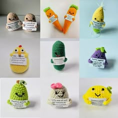 there are many crocheted fruits and vegetables