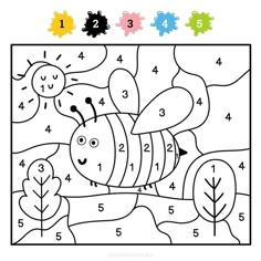 Women's Back Tattoos, Preschool Insects Activities, Color By Number Coloring Pages, Cute Coloring Pages For Kids, Number Coloring Pages, Preschool Activities Printable, Color By Number Printable, Preschool Workbooks, Activities Printable