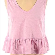 Questions? Leave A Comment Below! Top Has A Purplish Pink Color! Sleeveless Casual Peplum Top For Summer, Casual Sleeveless Peplum Top For Summer, Cute Ruffled Crop Top, Casual Sleeveless Peplum Top For Day Out, Cotton Ruffle Tank Top, Summer Casual V-neck Peplum Top, Casual Ruffled Crop Tank Top, Casual Ruffled Tank Top, Casual Ruffle Tank Top