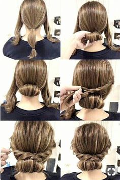 👍🏻👍🏻 Cute Simple Hairstyles, Simple Wedding Hairstyles, Braided Updo, Stylish Hair, Hair Dos, Hair Updos, Diy Hairstyles