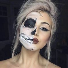 Make up Halloween tuto idea Extreme Make-up, Ghost Makeup, Make Up Diy, Beautiful Halloween, Skeleton Makeup, Halloween Makeup Pretty