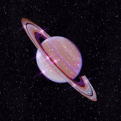 an artist's rendering of the planet saturn with its rings and stars in the background