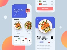 the food app is designed to look like it has different types of vegetables and meats on