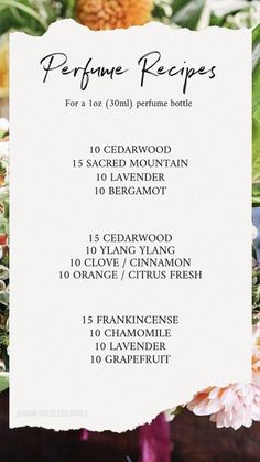 Essential Oil Perfume Blends, Lilin Aroma, Essential Oil Roller Bottle Recipes, Essential Oil Perfumes Recipes, Homemade Perfume, Essential Oil Diffuser Blends Recipes, Perfume Recipes, Young Living Essential Oils Recipes, Essential Oils Guide