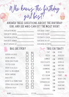 Test your friends’ knowledge of the birthday girl with this entertaining trivia game! Perfect for creating memorable moments and sharing laughs.
📂 What’s Included:

Ready-to-print PDF trivia sheet
Editable questions for customization
🎉 Best for: Adult parties, girls’ night, or family celebrations. Game Ideas For Sweet 16 Party, Things To Do For Your 13th Birthday Party, Games To Play On Birthday, Birthday Quiz Questions, Preppy Games, Purple Quinceanera Ideas, Test Your Friends, Games For Birthday Party, Birthday Party Game Ideas