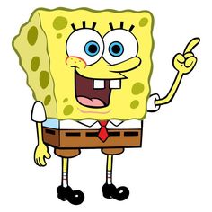 a cartoon spongebob holding his finger up