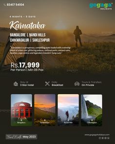 the website for travel company karnataker is displayed in this screenshote