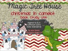 christmas in camelot book study unit with an image of a green dinosaur and castle