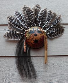 Buffalo watcher gourd mask from Marsha Norton. Made from collected, gathered and gifted materials. Gourd Masks, Horns Decor, Gourd Crafts, Native American Symbols, American Symbols, Gourds Crafts, Wall Mask, Cat Air, Gourd Art