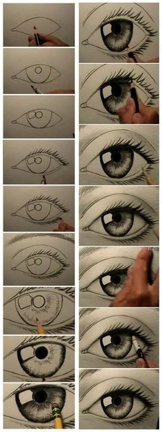 how to draw an eye step by step with pencils and markers for beginners