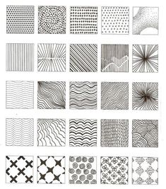 a bunch of different patterns that are drawn in pencil and ink, each with an individual's own design