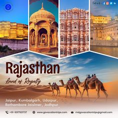 an advertisement for the tourism company, rajaeshan land of roshti