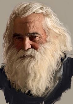 a drawing of an old man with white hair and beard