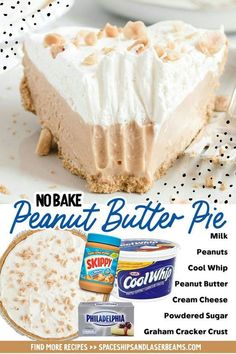 No Bake Peanut Butter Pie Peanut Butter Pie Recipe No Bake, No Bake Peanut Butter Pie, Peanut Butter Pie Recipe, Butter Pie Recipe, Peanut Butter Dessert Recipes, No Bake Peanut Butter, Easy Pie Recipes, Peanut Butter Desserts, Easy Pie