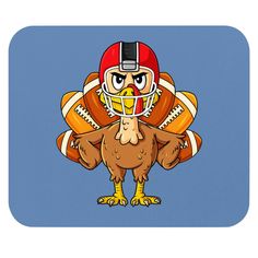 a turkey wearing a football helmet and holding a football