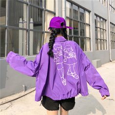 Purple Jacket, Korean Street, Korean Street Fashion, Korean Outfits, Beautiful Wallpapers, Favorite Color, New Fashion, Korean Fashion, Rain Jacket