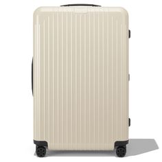 Our lightest suitcase ever, designed to offer optimum stability while weighing 30% less than the RIMOWA Essential suitcases. Refined to provide supreme portability without compromising on durability, the RIMOWA Essential Lite Check-In L in Ivory beige is the ideal super lightweight large suitcase and is built to provide room for up to 10 days of travel. Includes a complimentary leather luggage tag and sticker set. Olympic Airlines, Rimowa Essential, Rimowa Luggage, Air Transat, Cebu Pacific, Vietnam Airlines, Air China, Lightweight Suitcase, Leather Luggage Tag