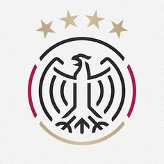 the german national football team logo, with five stars in the middle and one bird on top