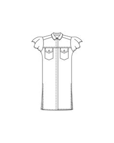 a drawing of a shirt with short sleeves and buttons on the chest, in front of a