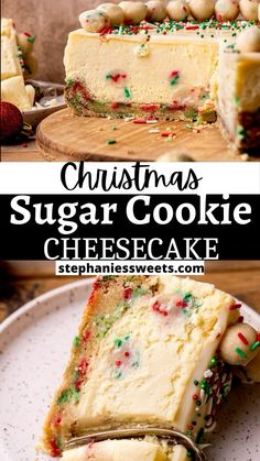 Super Easy Cheesecake, Best Christmas Recipes Desserts, Sugar Cookie Dough Cheesecake, Cookie Bottom Cheesecake, Thanksgiving Recipes Dessert Cheesecake, Sugar Cookie Cheesecake Cups, Sugar Cookie Cheesecake Recipe, Desert For Thanksgiving Dinner, Thanksgiving Cheesecake Ideas