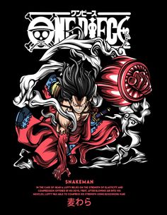 the poster for one piece's upcoming film, snakeman is shown in red and white