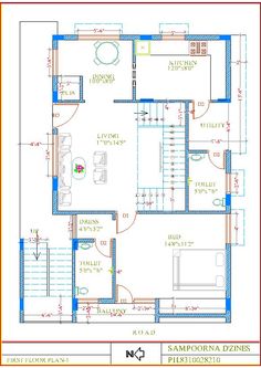 a blueprinted floor plan for a house