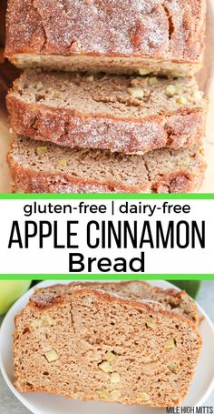 gluten - free, dairy - free apple cinnamon bread is the perfect treat for breakfast