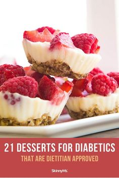 desserts for diabetics that are dietian approved on the plate with raspberries