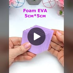 someone is holding some purple cards in their hands and the text foam eva 5cm