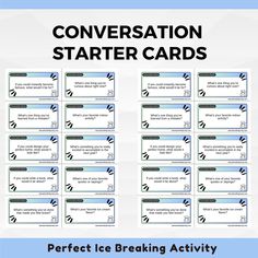 the conversation starter cards are set up with instructions