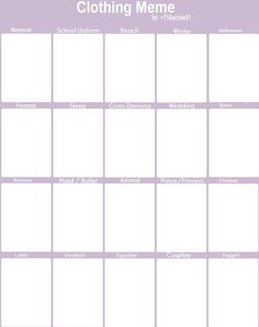 a purple and white printable clothing meme sheet with the words, women's clothes