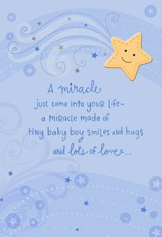 a blue greeting card with a smiling star on it's side and the words, a