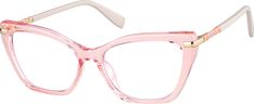 Go the mod route in these 60s-inspired cat-eye glasses. Made from glossy TR90 plastic the lightweight eyeglasses features metallic accents at the corners and contrasting temple arms. | Zenni Women's Cat-Eye Prescription Eyeglasses Pink Diamond Face Shapes, Unique Glasses Frames, Diamond Face Shape, Cat Eye Glasses Frames, Eye Prescription, Zenni Optical, Diamond Face, Keke Palmer, Fashion Eye Glasses