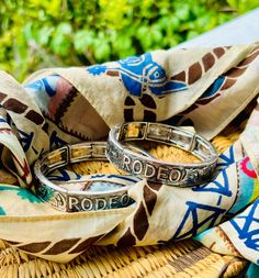 Best Selling RODEO Western Etched Metal Bracelets!! We love to layer these stretchy bracelets with turquoise jewelry! Comfortable fit for various size wrists. Stretch to approximate 4" Made in USA! Rodeo Cowgirl, Boho Layering, Metal Etching, Stretchy Bracelets, Ranch Style, Metal Bracelets, Turquoise Jewelry, Stretch Bracelet, Stretch Bracelets