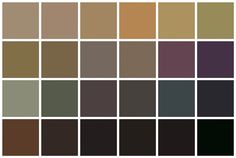 the color palette is shown in shades of brown, black and white with different colors