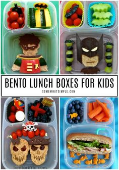 bento lunch boxes for kids with the words bento lunch boxes for kids on them