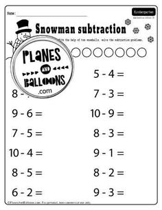 the snowman subtraction worksheet is shown