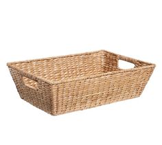 an empty wicker basket on a white background