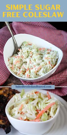 this simple sugar free coleslaw is the perfect side dish for any summer bbq