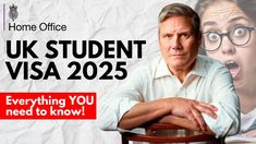 a man sitting at a table with his arms crossed in front of him and the text uk student visa 205 everything you need to know