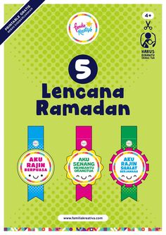 an advertisement for the 5 lengan ramaaann festival, with colorful ribbons and badges