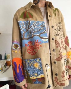 Custom design jacket - handmade jacket Design Jacket, Check Coat, Fabulous Fabrics, Swag Outfits, Vincent Van Gogh, Etsy Australia, Van Gogh, Military Jacket, Adult Outfits