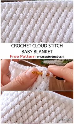 How To Crochet Cloud Stitch Baby Blanket - Free Pattern For Beginners Crochet Cloud Blanket, Cloud Blanket Crochet Pattern, Bobble Stitch Crochet Blanket Baby, Soft As A Cloud Baby Afghan, Crocheted Stitches, Crotchet Blankets, Crochet Blanket Stiches Videos, Crochet Cloud, Crochet Baby Blanket For Beginners